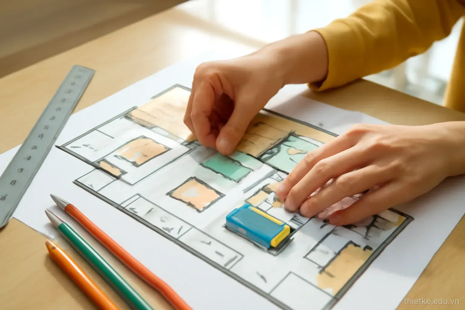 Bố trí căn hộ nhỏ: vẽ lối đi trước, đặt đồ đạc sau